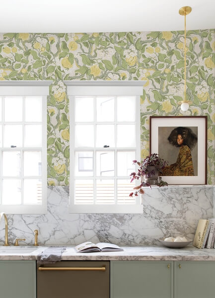 Kort Yellow Fruit and Floral Wallpaper