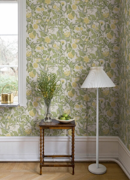 Kort Yellow Fruit and Floral Wallpaper