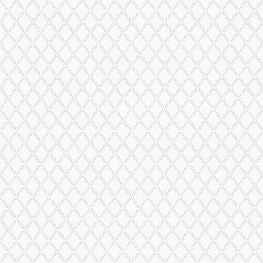 Trevor White Leaf Trellis Wallpaper