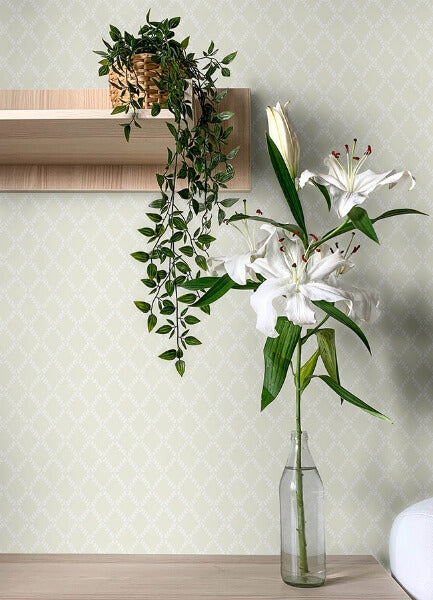 Trevor Khaki Leaf Trellis Wallpaper
