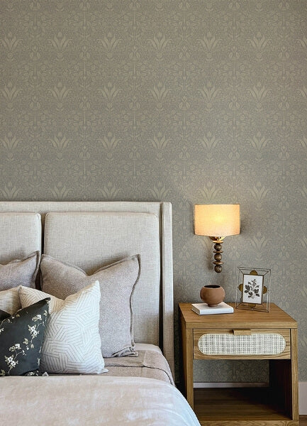 Mara Grey Tulip Ogee Wallpaper