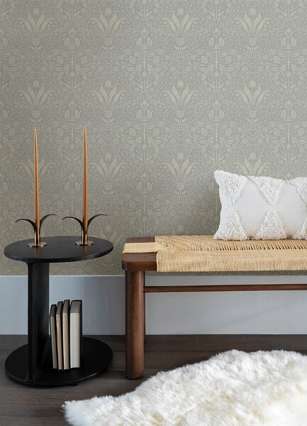 Mara Grey Tulip Ogee Wallpaper