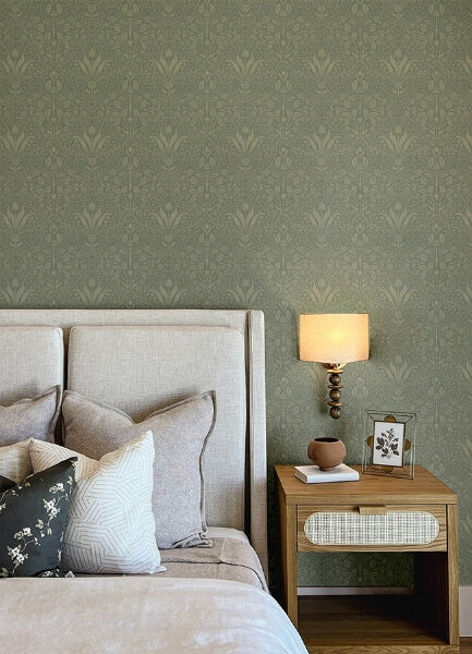 Mara Green Tulip Ogee Wallpaper