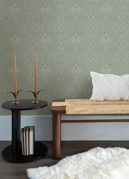 Mara Green Tulip Ogee Wallpaper