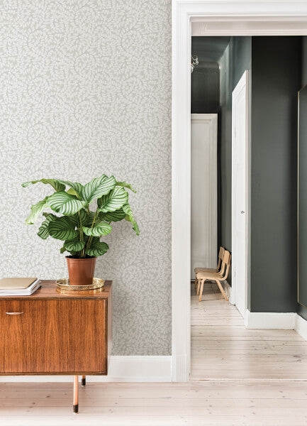 Lindlöv Grey Leafy Vines Wallpaper