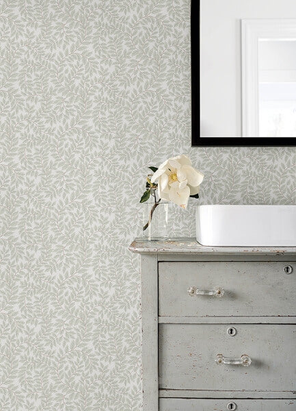 Lindlöv Light Grey Leafy Vines Wallpaper
