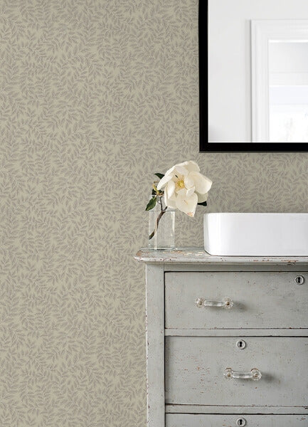 Lindlöv Taupe Leafy Vines Wallpaper