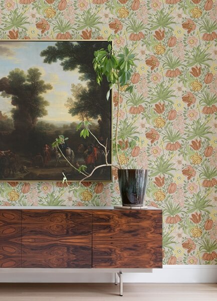 Cecilia Chartreuse Tulip and Daffodil Wallpaper