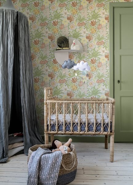 Cecilia Chartreuse Tulip and Daffodil Wallpaper