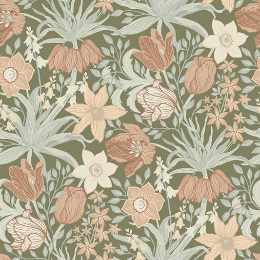 Cecilia Moss Tulip and Daffodil Wallpaper