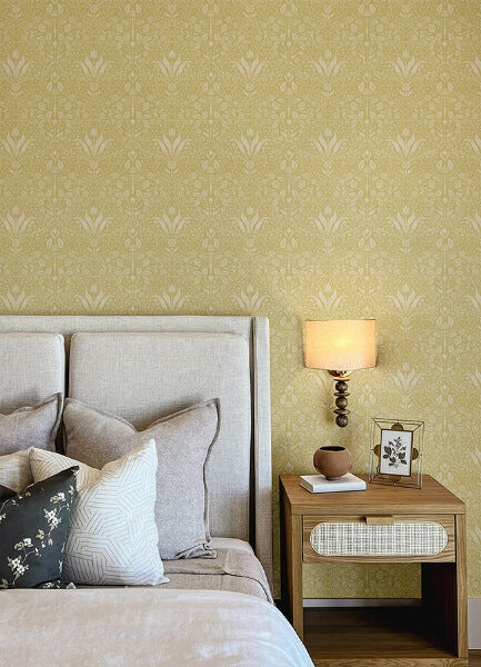 Mara Yellow Tulip Ogee Wallpaper