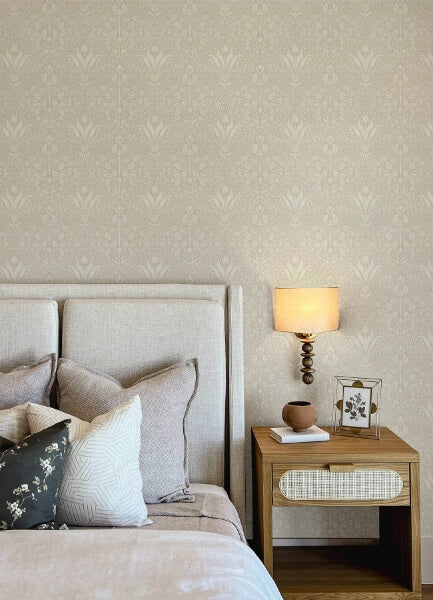 Mara Beige Tulip Ogee Wallpaper