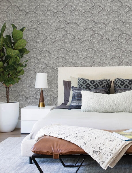 Encircle Black Geometric Wallpaper