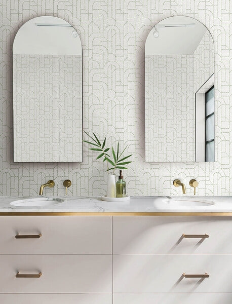 Integrity Light Green Arched Outlines Wallpaper