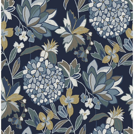Valdivian Indigo Floral Wallpaper