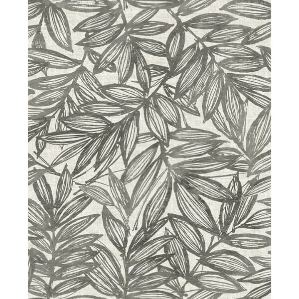 Rhythmic Charcoal Leaf Wallpaper