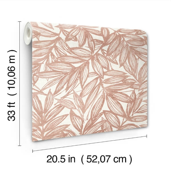 Rhythmic Coral Leaf Wallpaper