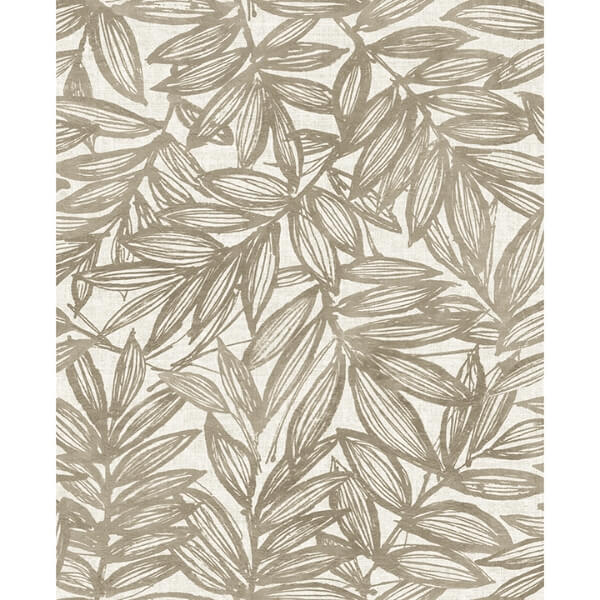 Rhythmic Taupe Leaf Wallpaper