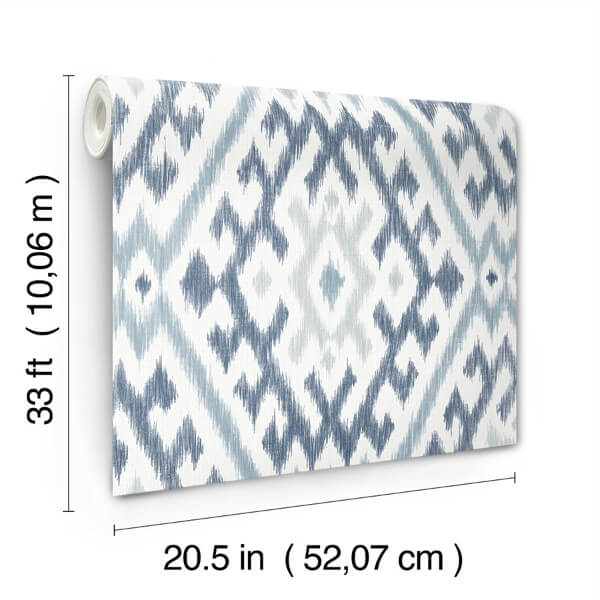 Solola Blue Ikat Wallpaper