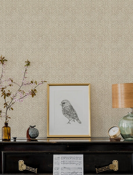 Gallivant Neutral Woven Geometric Wallpaper