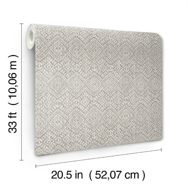 Gallivant Grey Woven Geometric Wallpaper