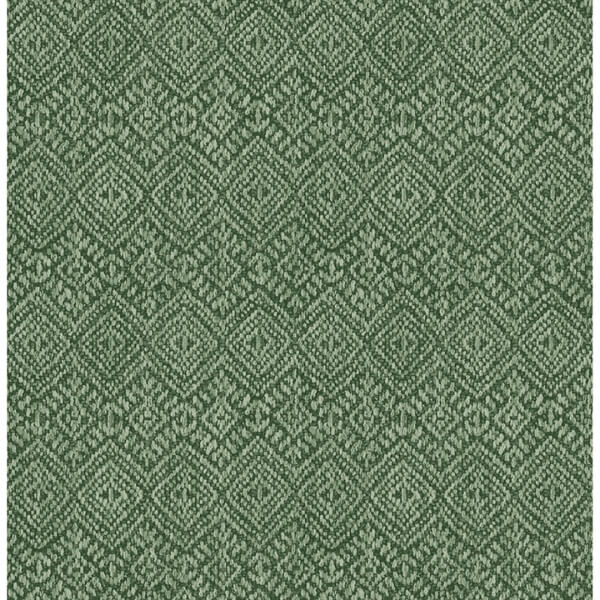 Gallivant Green Woven Geometric Wallpaper