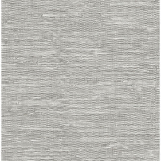 Exhale Light Grey Woven Faux Grasscloth Wallpaper
