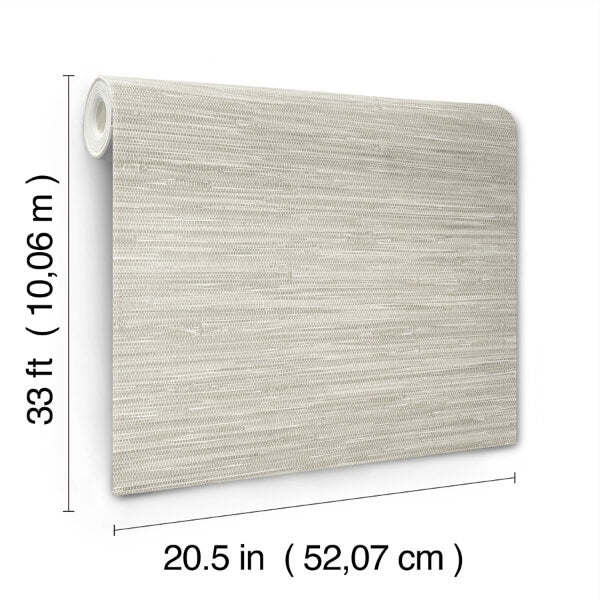 Exhale Light Grey Woven Faux Grasscloth Wallpaper