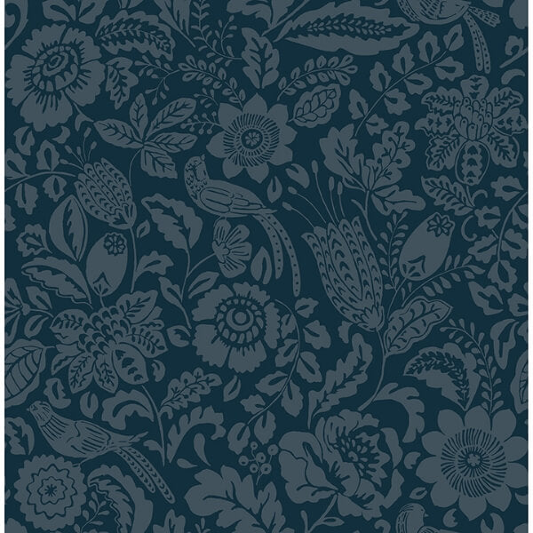 Marta Navy Floral Trail Wallpaper
