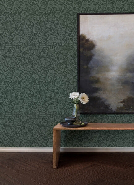 Marta Green Floral Trail Wallpaper