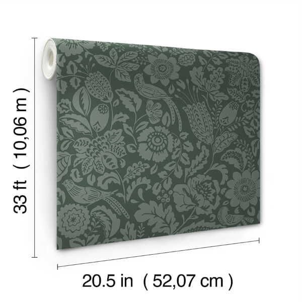 Marta Green Floral Trail Wallpaper