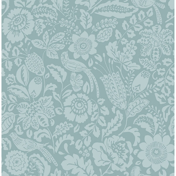 Marta Teal Floral Trail Wallpaper