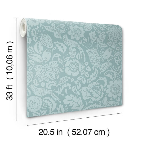 Marta Teal Floral Trail Wallpaper