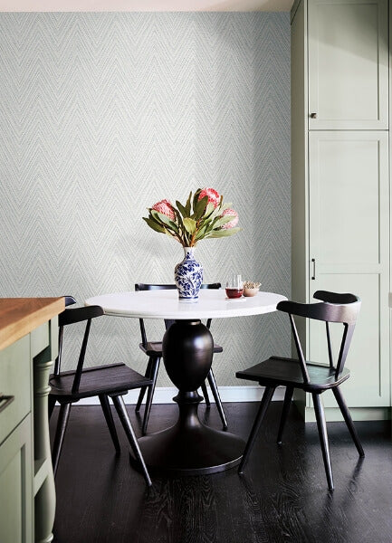 Lainey Blue Stitched Chevron Wallpaper