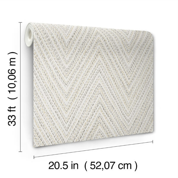Lainey Neutral Stitched Chevron Wallpaper