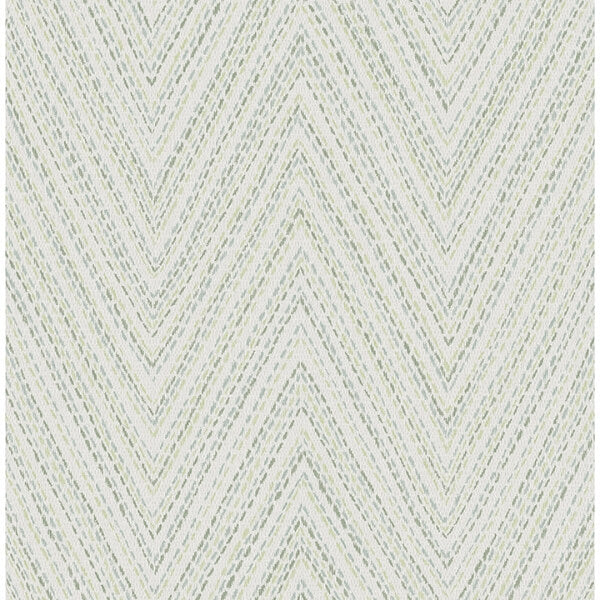 Lainey Green Stitched Chevron Wallpaper