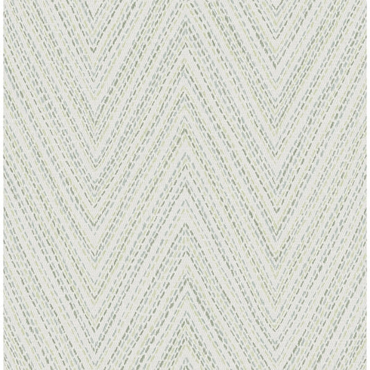 Lainey Green Stitched Chevron Wallpaper