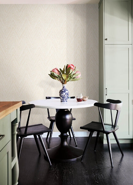 Lainey Apricot Stitched Chevron Wallpaper