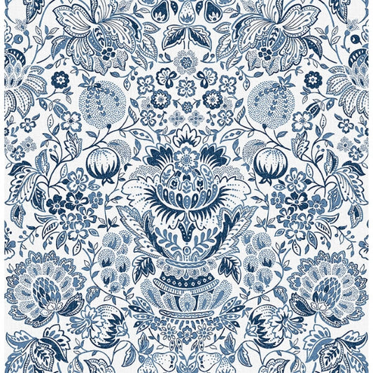 Blanche Blue Floral Damask Wallpaper