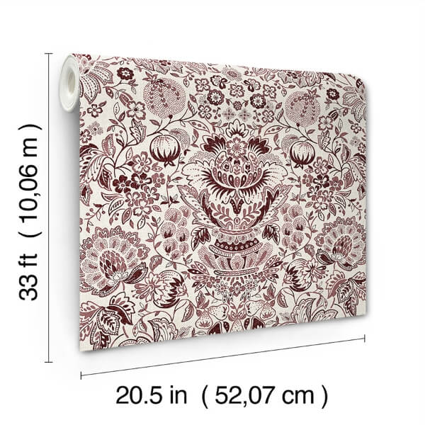 Blanche Plum Floral Damask Wallpaper