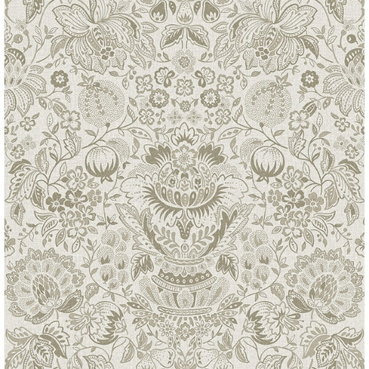Blanche Neutral Floral Damask Wallpaper