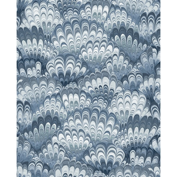 Octavia Blue Marbled Ink Wallpaper