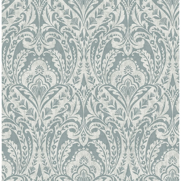 Berkshire Denim Damask Wallpaper