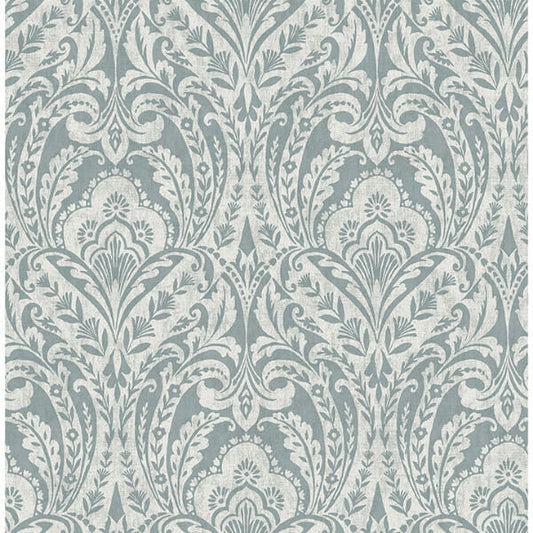 Berkshire Denim Damask Wallpaper
