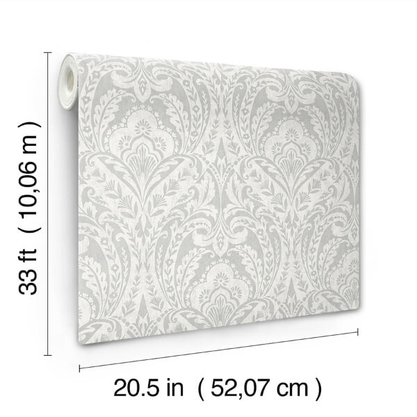 Berkshire Grey Damask Wallpaper