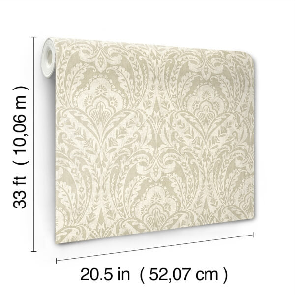 Berkshire Beige Damask Wallpaper