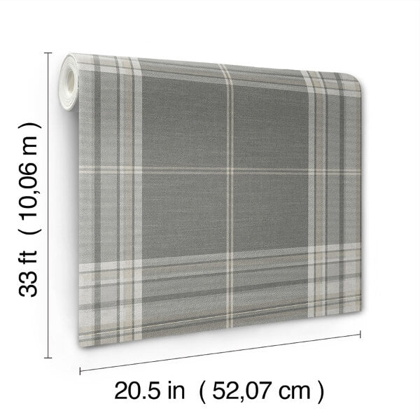 Westley Grey Plaid Wallpaper