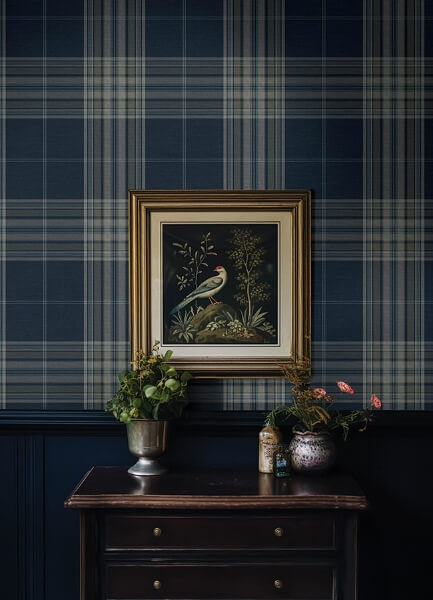 Westley Navy Plaid Wallpaper