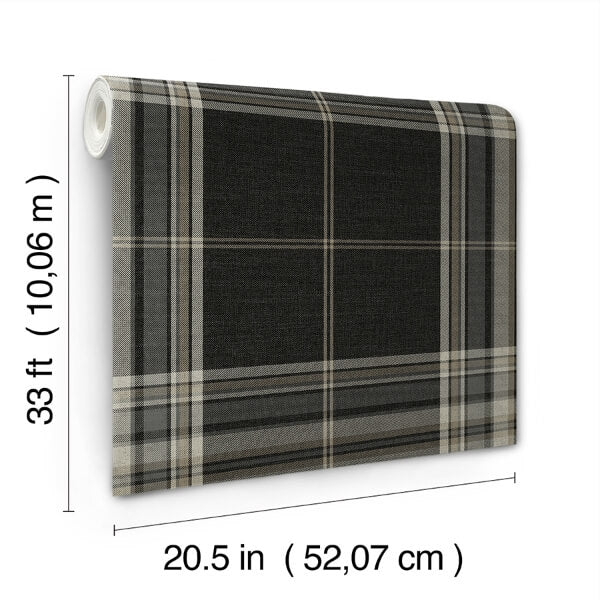 Westley Black Plaid Wallpaper