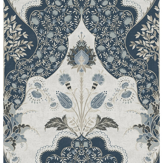 Auden Dark Blue Floral Grandeur Wallpaper